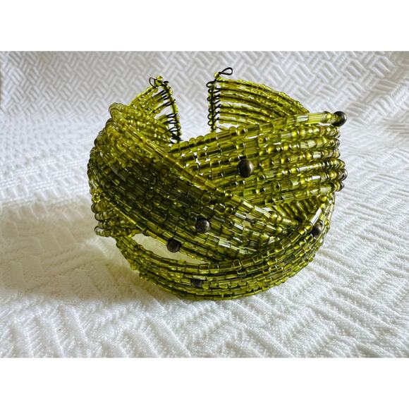 Vintage Beaded Cuff Bracelet Lot – Y2K Memory Wire Boho Jewelry – Set of 3 - Picture 10 of 13